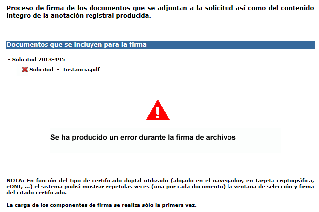 Qu debo hacer si durante el proceso de firma de documentos se produce un error?